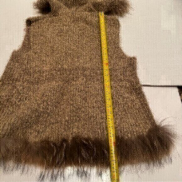 RUDSAK * Genuine Fur trimmed knitted vest jacket M - L EUC - Picture 6 of 10